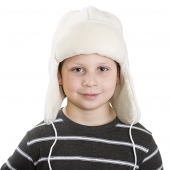Детская шапка-ушанка (белый меринос)