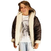 Детская куртка с капюшоном (меринос / плащёвка коричневая)