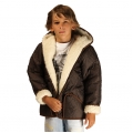 Детская куртка с капюшоном (меринос / плащёвка коричневая)