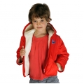 Детская куртка с капюшоном (меринос / плащёвка красная)
