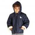 Детская куртка с капюшоном (меринос / плащёвка синяя)