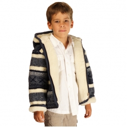 Детская куртка с капюшоном (меринос / скандинавка синяя)
