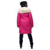 Женская удлиненная куртка-пальто Мария (фуксия) с капюшоном