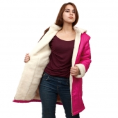 Женская удлиненная куртка-пальто Анна (фуксия) с капюшоном