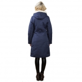 Женская удлиненная куртка-пальто Анна (Синяя) с капюшоном
